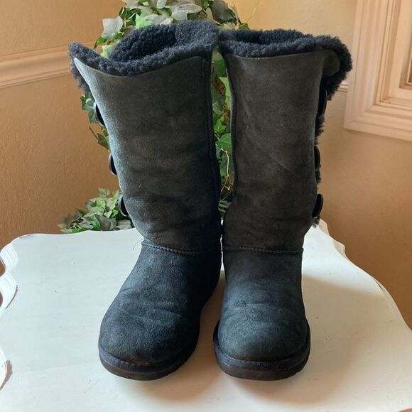 Ugg Bailey Triplet Button Tall Black Wash Black Snow Boots # 1874 Women’s Size 8 - Picture 2 of 16